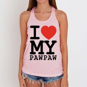 I Love My Pawpaw Family Matching Valentines Day Gift Women's Knotted Racerback Tank