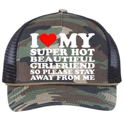 I Love My Super Hot Girlfriend So Please Stay Away From Me Retro Rope Trucker Hat Cap