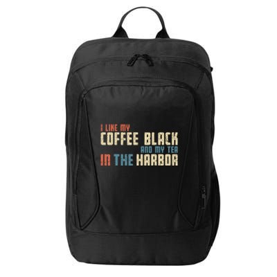 I Like My Coffee Black And My Tea In The Harbor Retro USA City Backpack