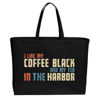 I Like My Coffee Black And My Tea In The Harbor Retro USA Cotton Canvas Jumbo Tote