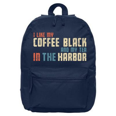 I Like My Coffee Black And My Tea In The Harbor Retro USA 16 in Basic Backpack