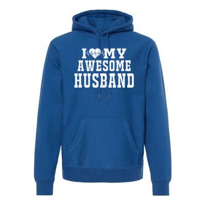 I Love My Awesome Husband Heartbeat Father's Day Husband Gift Premium Hoodie