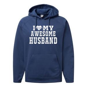 I Love My Awesome Husband Heartbeat Father's Day Husband Gift Performance Fleece Hoodie