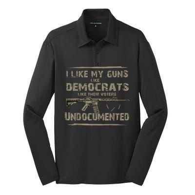 I Like My Guns Like Democrats Like Their Voters Undocumented Silk Touch Performance Long Sleeve Polo