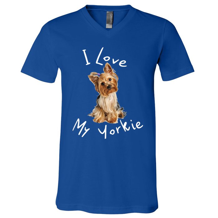 I Love My Yorkie Gift Dog Gift Idea Gift V-Neck T-Shirt