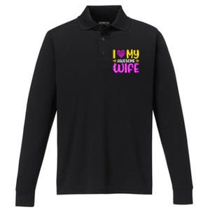 I Love My Awesome Wife Gift Performance Long Sleeve Polo