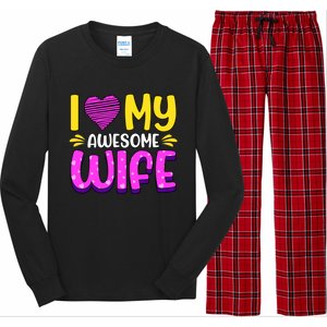 I Love My Awesome Wife Gift Long Sleeve Pajama Set