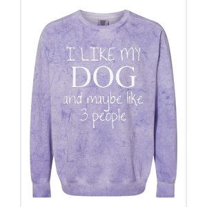 I Like My Dog And Maybe Like 3 (Three) People Funny Gift Colorblast Crewneck Sweatshirt