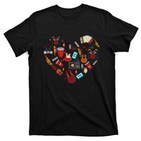 I Love Music Cool Musical Instruments Heart Teacher Musician T-Shirt