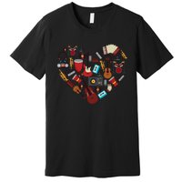 I Love Music Cool Musical Instruments Heart Teacher Musician Premium T-Shirt