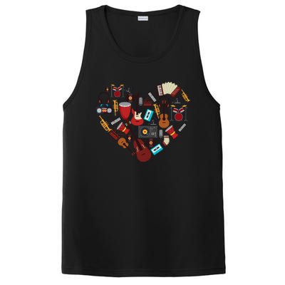 I Love Music Cool Musical Instruments Heart Teacher Musician PosiCharge Competitor Tank