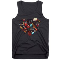 I Love Music Cool Musical Instruments Heart Teacher Musician Tank Top