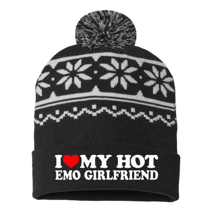 I Love My Hot Emo Girlfriend I Red Heart My Hot Emo Gf USA-Made Snowflake Beanie