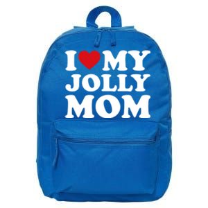 I Love My Mom Heart MotherS Day I Love My Jolly Mom Cool Gift 16 in Basic Backpack