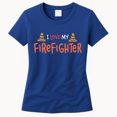 I Love My Firefighter Fire Funny Gift Wife Husband Gift Womens T-Shirt