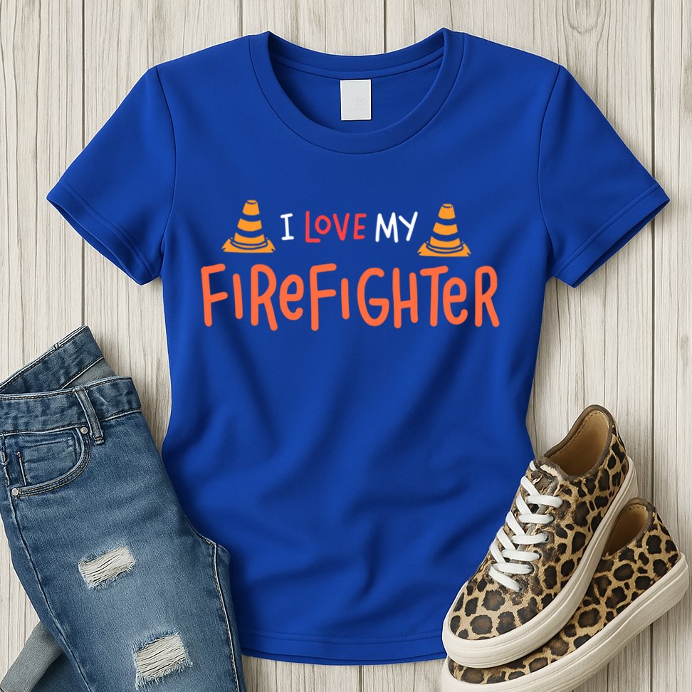 I Love My Firefighter Fire Funny Gift Wife Husband Gift Womens T-Shirt