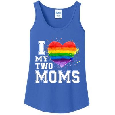 I Love My Two Moms Funny Gift Lgbt Gay Lesbian Cool Gift Ladies Essential Tank