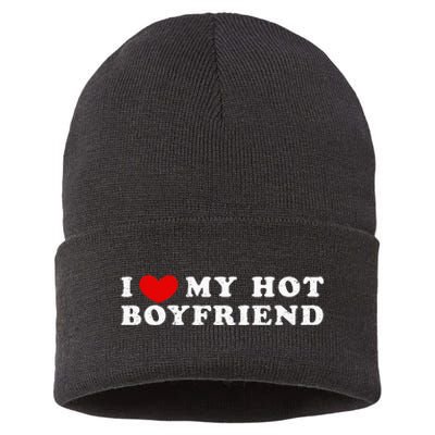 I Love My Hot Boyfriend I Heart My Hot Boyfriend Sustainable Knit Beanie