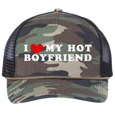 I Love My Hot Boyfriend I Heart My Hot Boyfriend Retro Rope Trucker Hat Cap