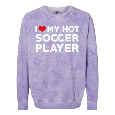 I Love My Hot Soccer Player Boyfriend funny Couple Colorblast Crewneck Sweatshirt