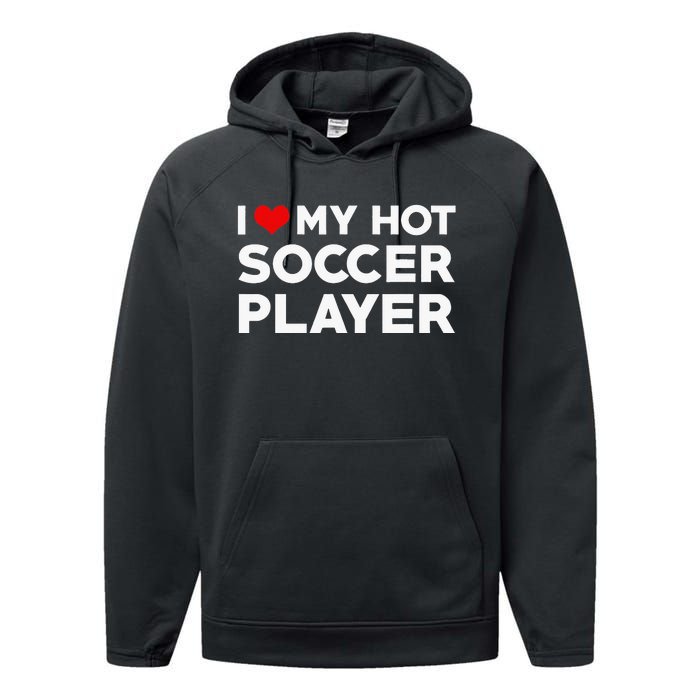 I Love My Hot Soccer Player Boyfriend funny Couple Performance Fleece Hoodie