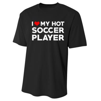 I Love My Hot Soccer Player Boyfriend funny Couple Performance Sprint T-Shirt