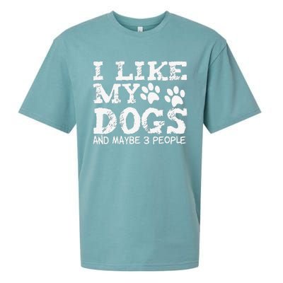 I Like My Dogs And Maybe 3 People Funny Sarcastic Dog Lover Sueded Cloud Jersey T-Shirt