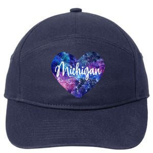 I Love Michigan Usa Gift 7-Panel Snapback Hat