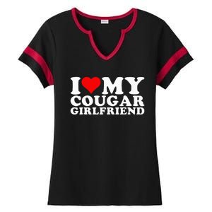 I Love My Cougar Girlfriend I Heart My Cougar Girlfriend GF Ladies Halftime Notch Neck Tee