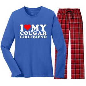 I Love My Cougar Girlfriend I Heart My Cougar Girlfriend GF Women's Long Sleeve Flannel Pajama Set 