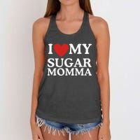 I Love My Sugar Momma I Heart My Sugar Momma GF Funny Women's Knotted Racerback Tank