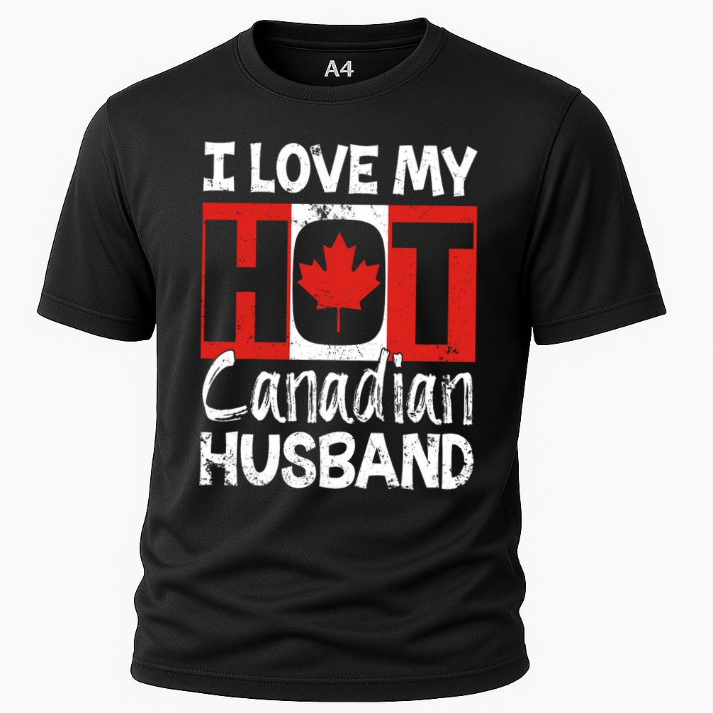 I Love My Hot Husband Canadian Maple Leaf Canada Flag Ottawa Cooling Performance Crew T-Shirt
