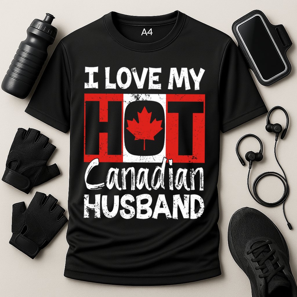 I Love My Hot Husband Canadian Maple Leaf Canada Flag Ottawa Cooling Performance Crew T-Shirt