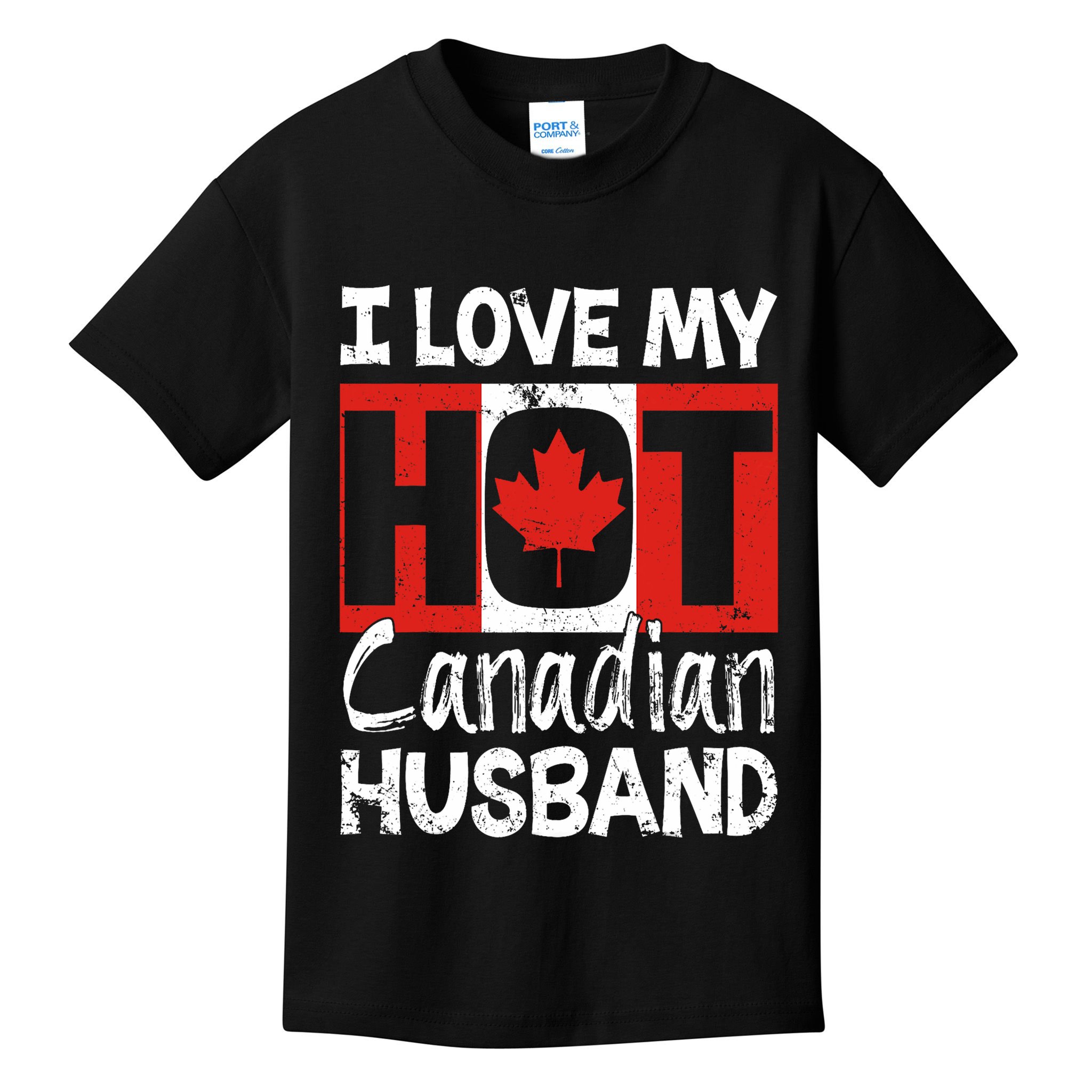 I Love My Hot Husband Canadian Maple Leaf Canada Flag Ottawa Kids T-Shirt
