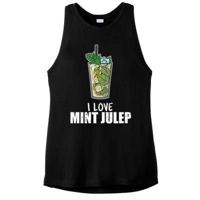 I Love Mint Julep Cocktail Alcohol Lover Cool Gift Ladies PosiCharge Tri-Blend Wicking Tank