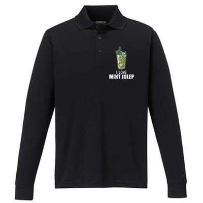 I Love Mint Julep Cocktail Alcohol Lover Cool Gift Performance Long Sleeve Polo