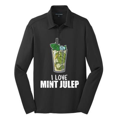 I Love Mint Julep Cocktail Alcohol Lover Cool Gift Silk Touch Performance Long Sleeve Polo