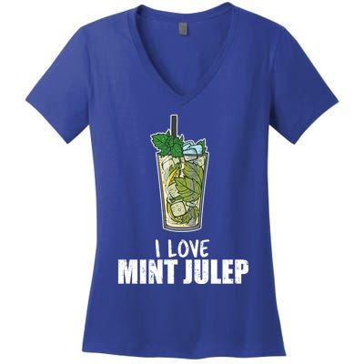 I Love Mint Julep Cocktail Alcohol Lover Cool Gift Women's V-Neck T-Shirt