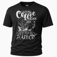 I Like My Coffee Black And My Tea In The Harbor Patriotic Cooling Performance Crew T-Shirt