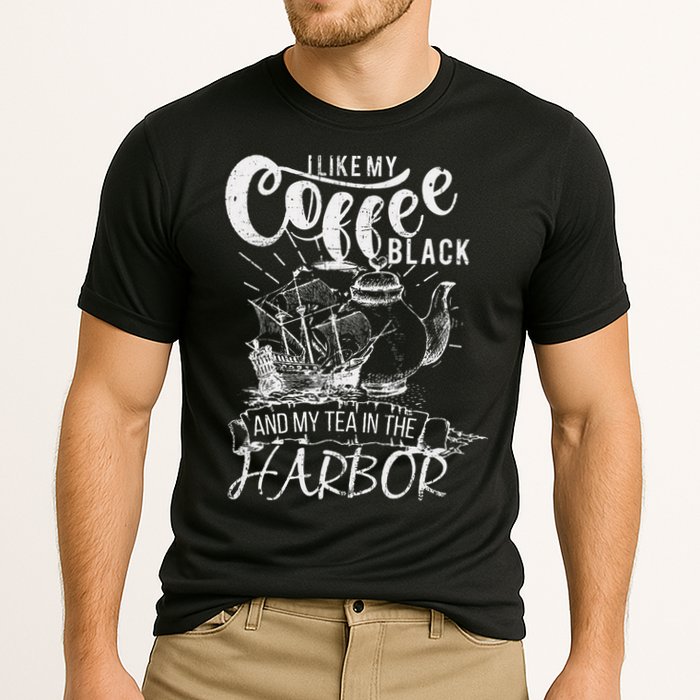 I Like My Coffee Black And My Tea In The Harbor Patriotic Cooling Performance Crew T-Shirt