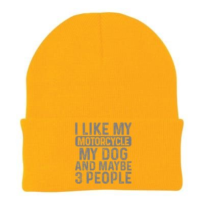 I Like My Motorcycle Dog & Maybe 3 People Funny Biker Gift Knit Cap Winter Beanie