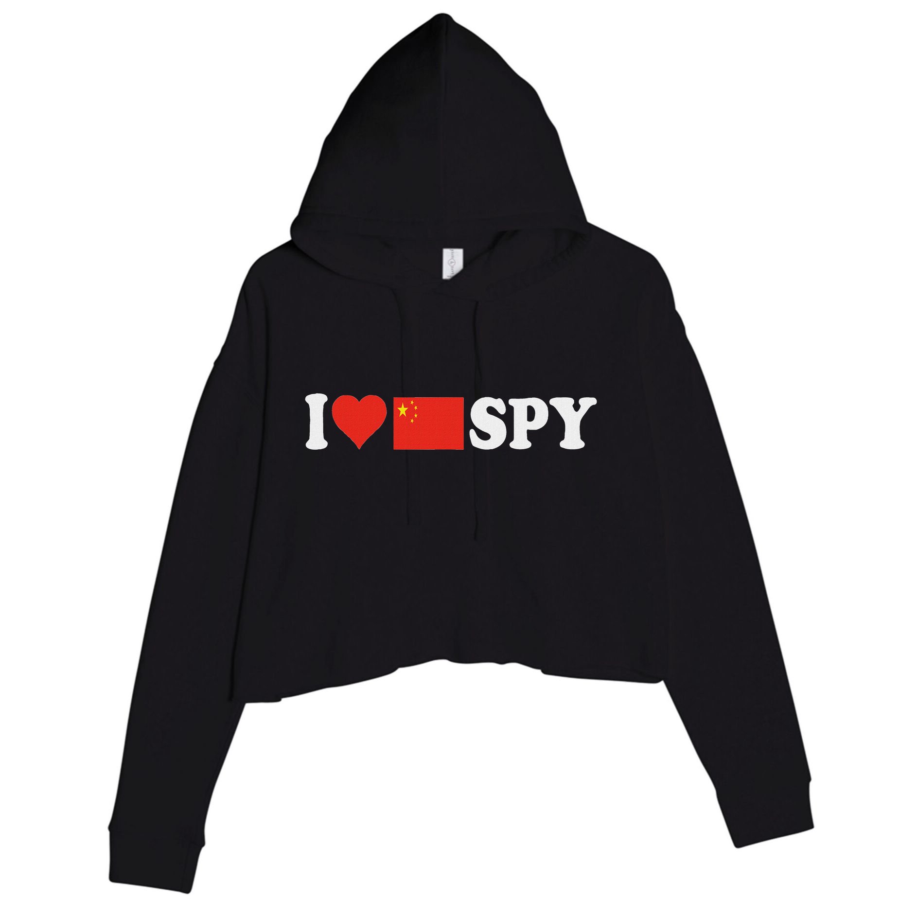 I Love My Chinese Spy I Heart Chinese SpyChina Flag Crop Fleece Hoodie
