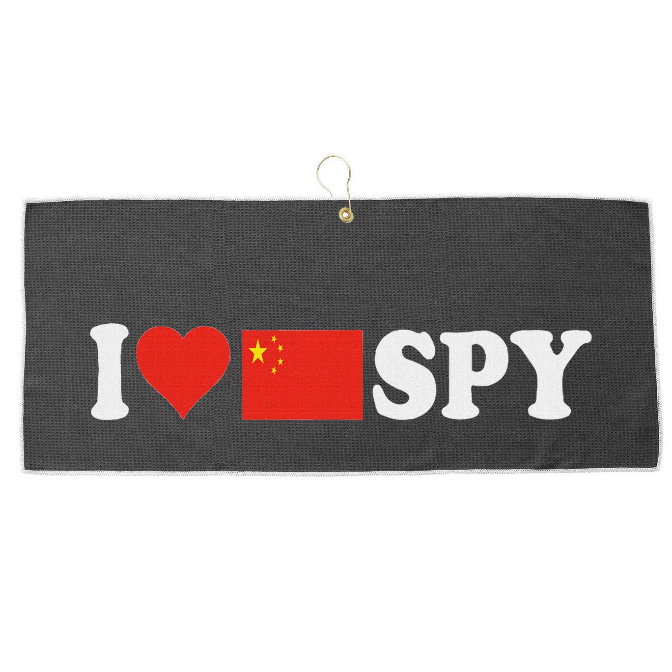 I Love My Chinese Spy I Heart Chinese SpyChina Flag Large Microfiber Waffle Golf Towel