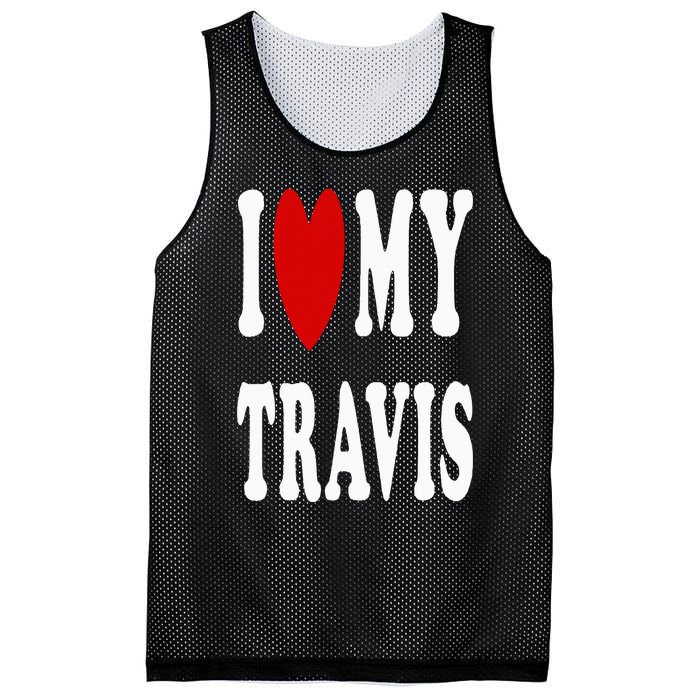 I Love My Travis I Heart My Travis Mesh Reversible Basketball Jersey Tank