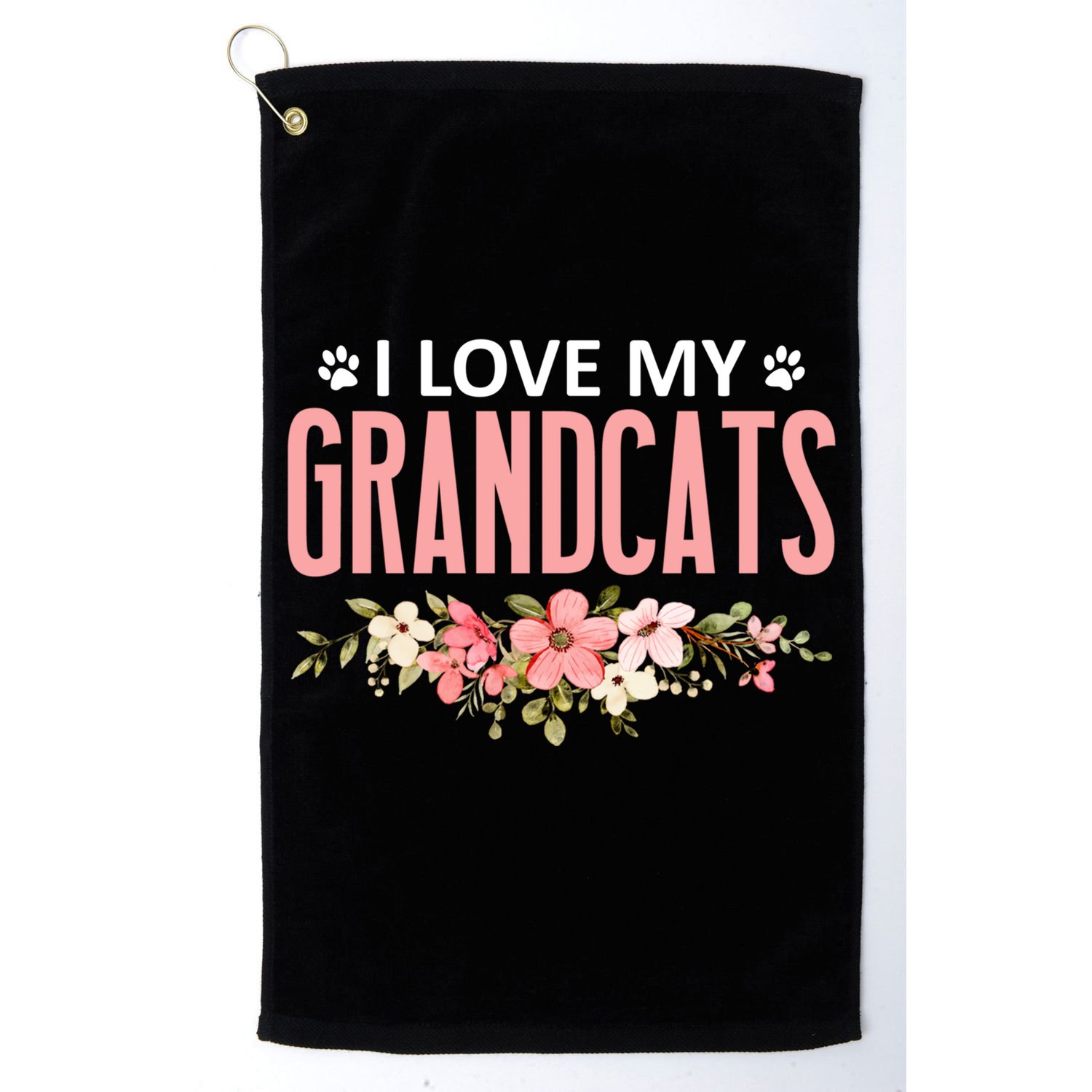 I Love My Grandcats Cat Lover Granddad Grandma Grandparent Gift Golf Towel
