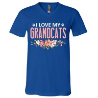 I Love My Grandcats Cat Lover Granddad Grandma Grandparent Gift V-Neck T-Shirt