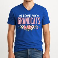 I Love My Grandcats Cat Lover Granddad Grandma Grandparent Gift V-Neck T-Shirt