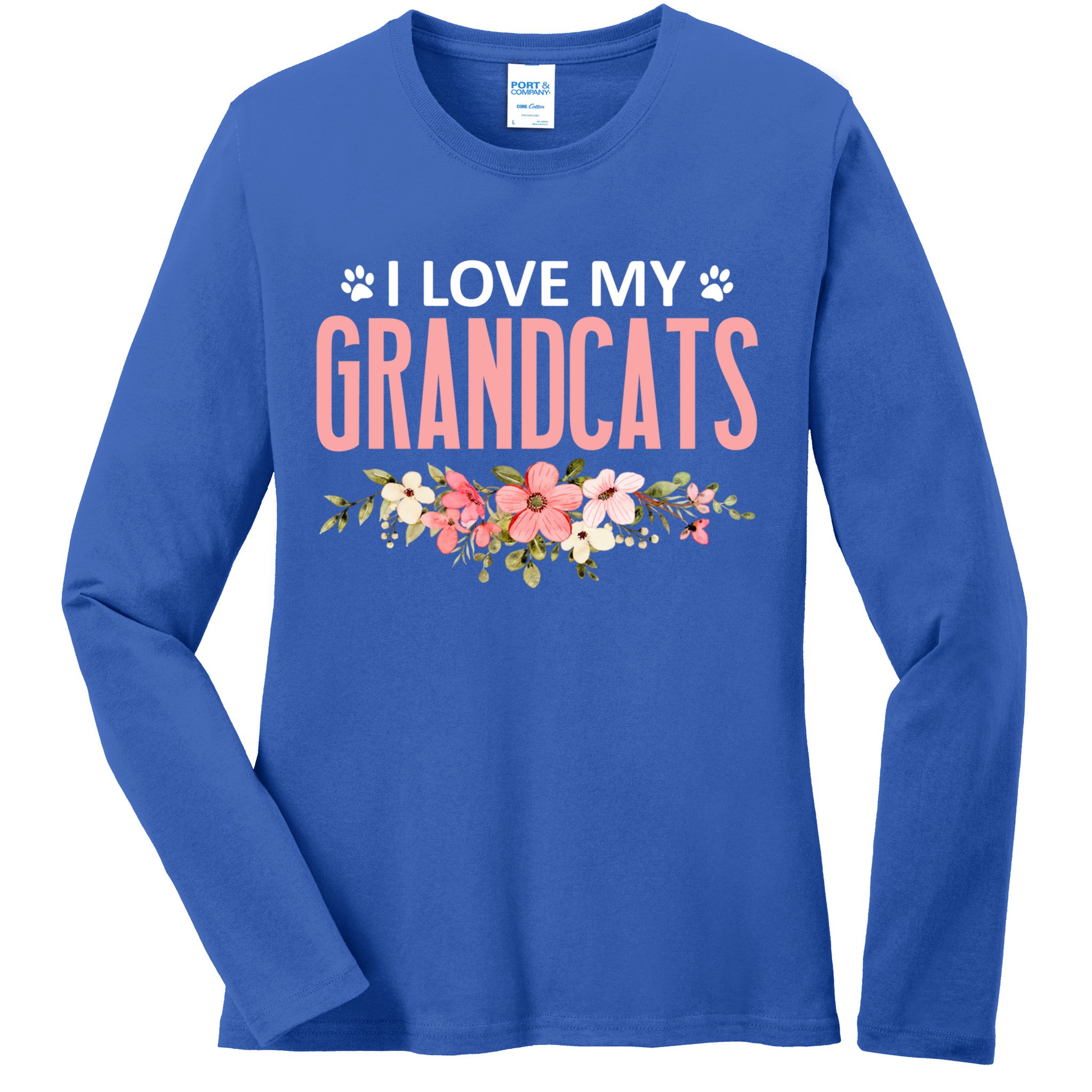 I Love My Grandcats Cat Lover Granddad Grandma Grandparent Gift Ladies Long Sleeve Shirt