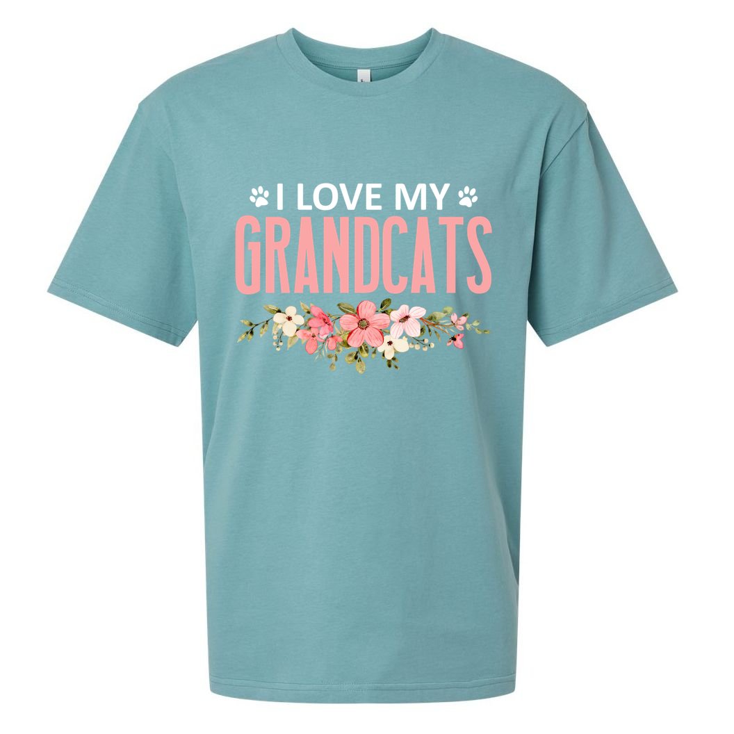 I Love My Grandcats Cat Lover Granddad Grandma Grandparent Gift Sueded Cloud Jersey T-Shirt