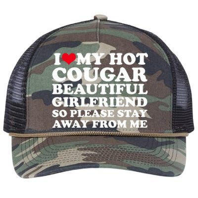 I Love My Hot Cougar Girlfriend I Heart My Hot Cougar Gf Retro Rope Trucker Hat Cap